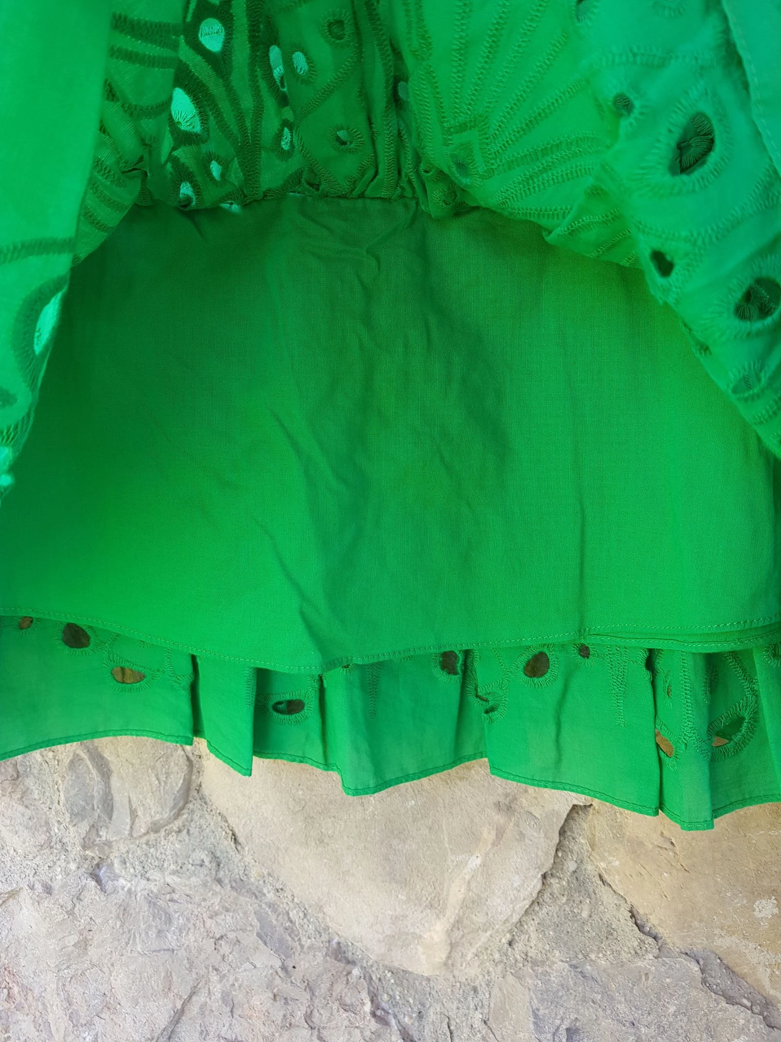 Saia mini verde bordada recortada Zara P – photo 5